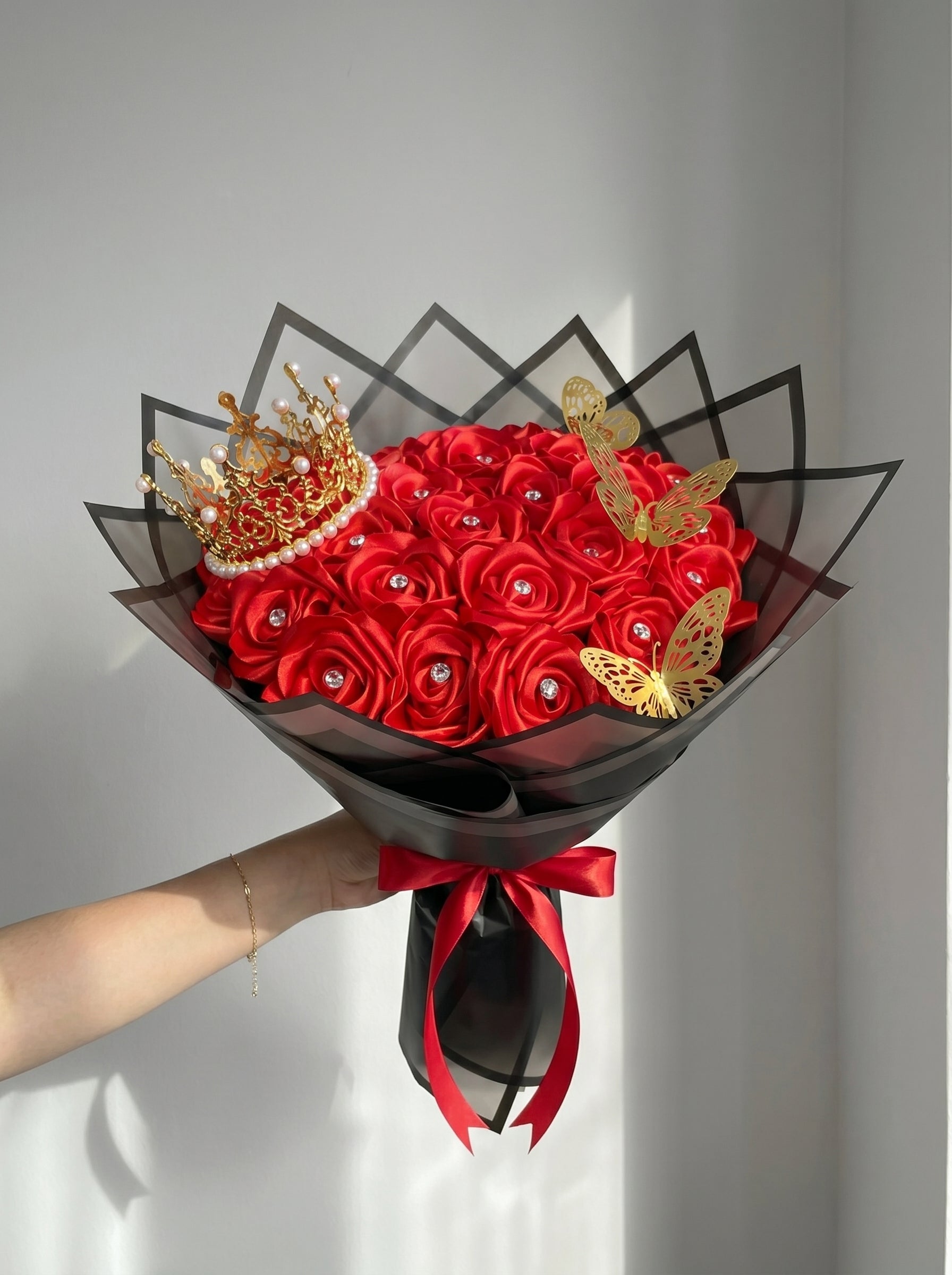 Crimson Velvet Rose Bouquet
