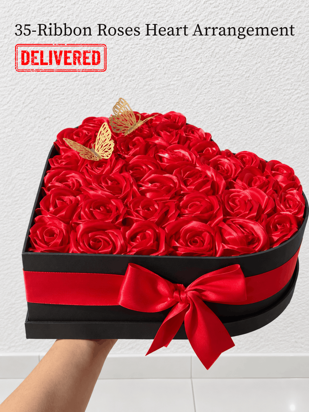 Dreamy Two-Tone Handcrafted Ribbon Rose Arrangement