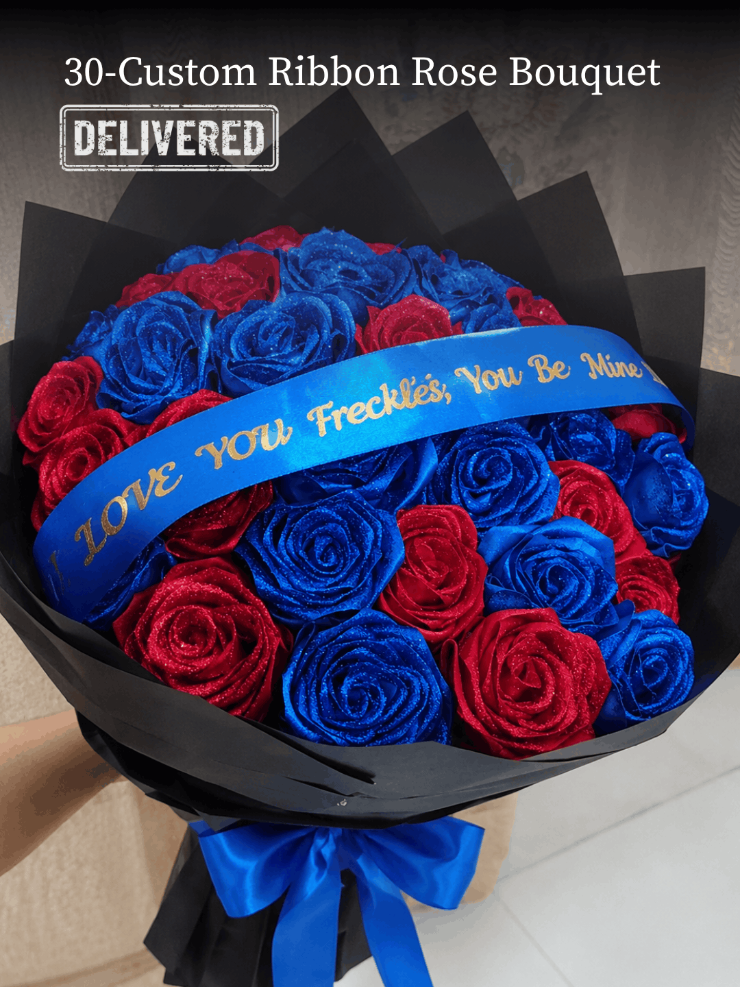 Two-Tone Handcrafted Ribbon Rose Bouquet
