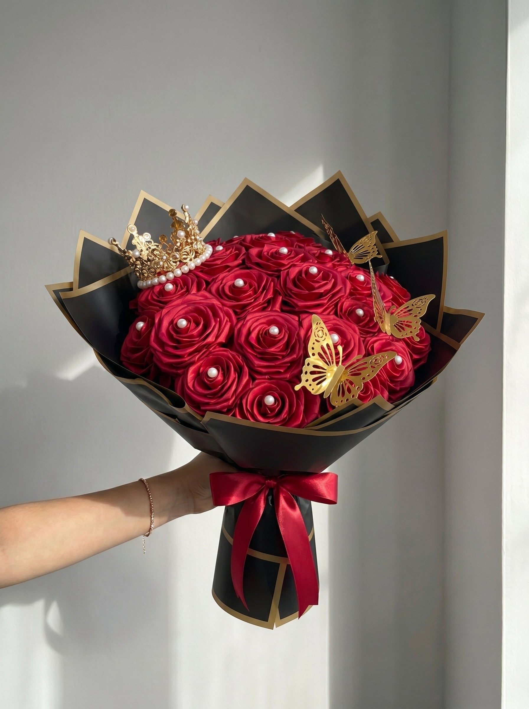 Crimson Velvet Rose Bouquet