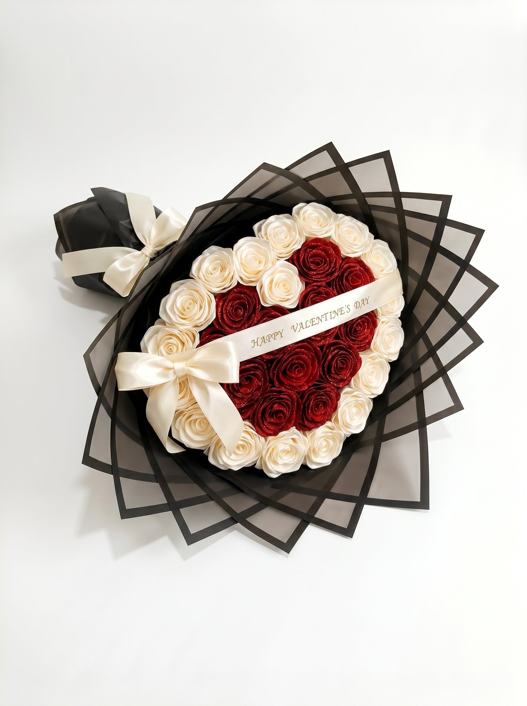Valentine’s Day Special Dark Red and Creamy Bouquet